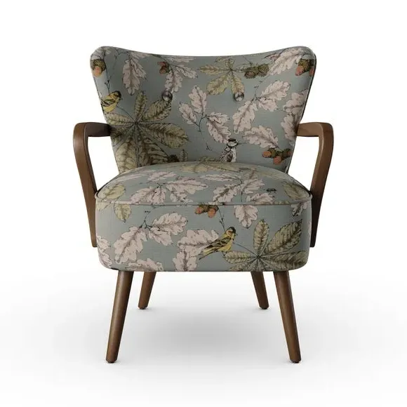 Flatweave Armchair - Arboretum Print, Wood