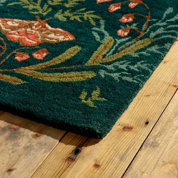 Floral Runner Rug - Green, Wool