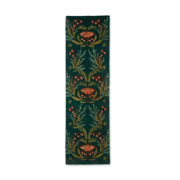Floral Runner Rug - Green, Wool