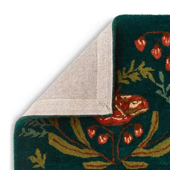 Floral Runner Rug - Green, Wool