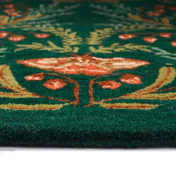 Floral Runner Rug - Green, Wool