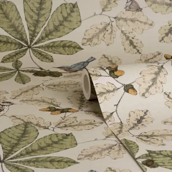 Floral Wallpaper with Smooth Finish - Natural