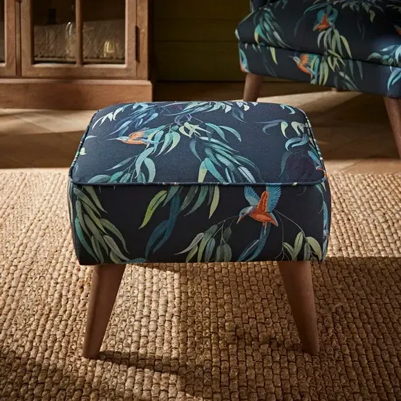 Footstool with Storage - Kingfisher Print