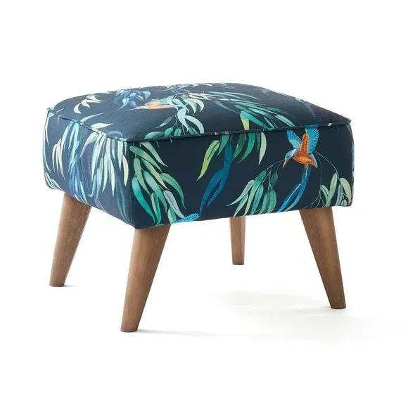 Footstool with Storage - Kingfisher Print