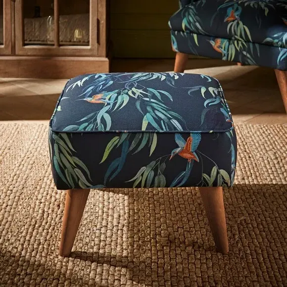 Footstool with Storage - Kingfisher Print