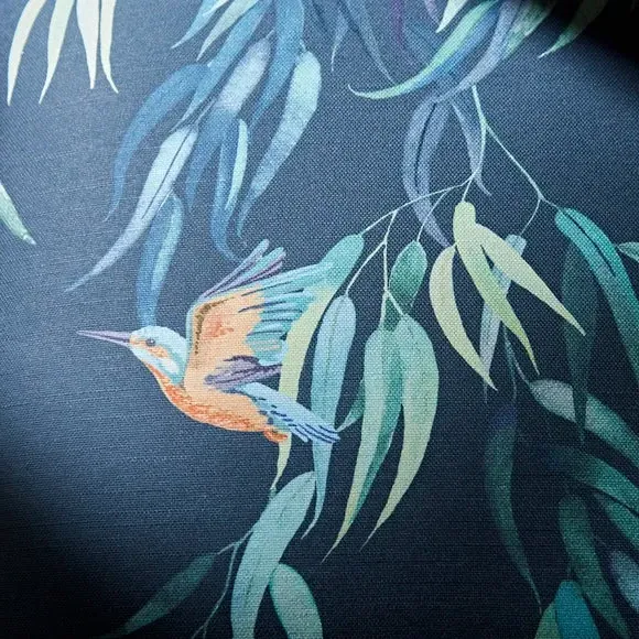 Footstool with Storage - Kingfisher Print
