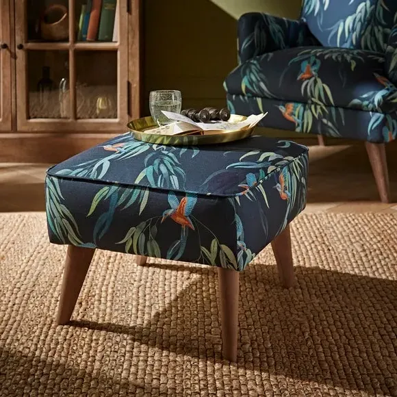 Footstool with Storage - Kingfisher Print image