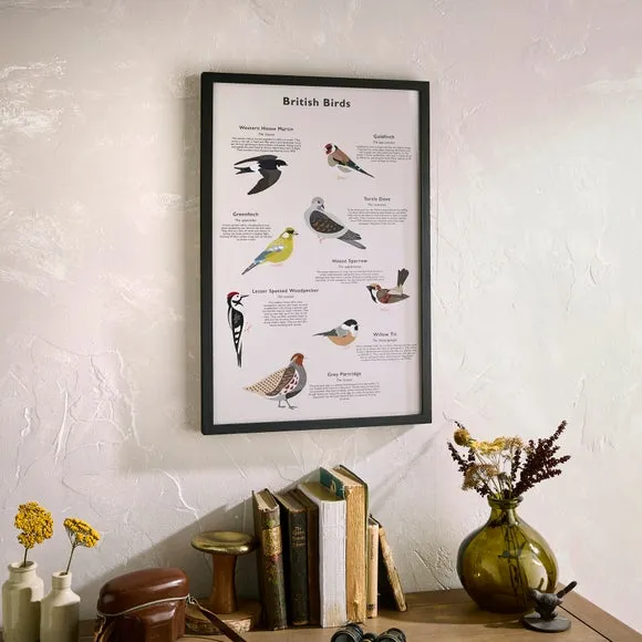 Framed Birds Print - Black, Wood image