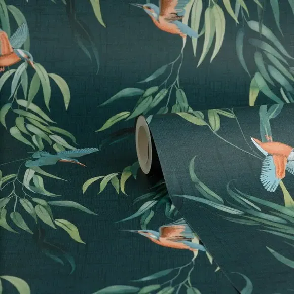 Kingfisher Wallpaper with Smooth Finish - Blue
