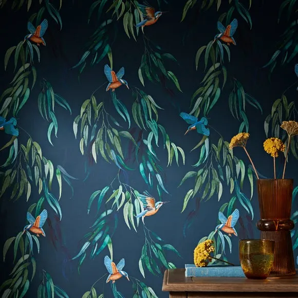 Kingfisher Wallpaper with Smooth Finish - Blue
