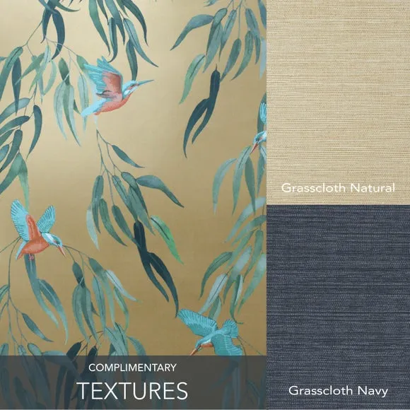 Kingfisher Wallpaper with Smooth Finish - Gold