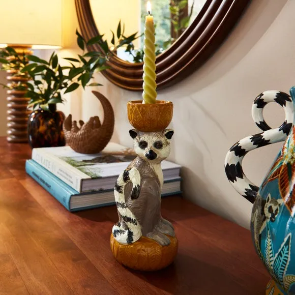 Lemur Candlestick Holder - Multicolor, Ceramic image