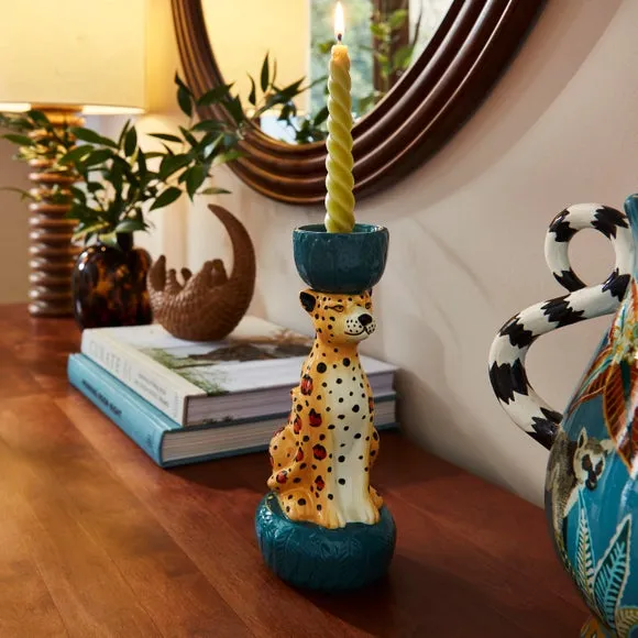 Leopard Candlestick Holder - Multicolor, Ceramic image