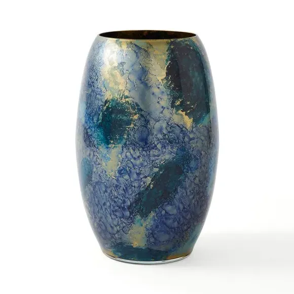 Marble Effect Vase - Blue, Glass
