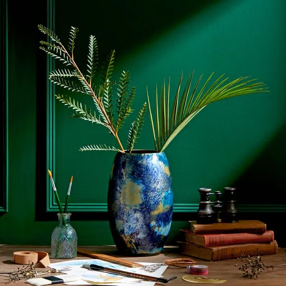 Marble Effect Vase - Blue, Glass image