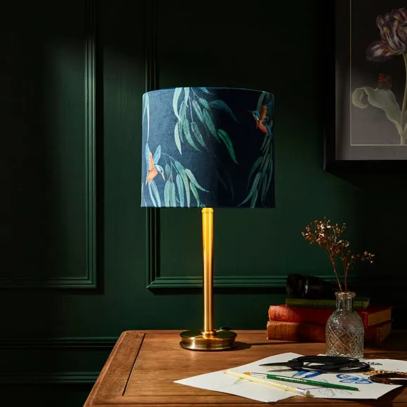 Metal Table Lamp - Navy Blue, Velvet image
