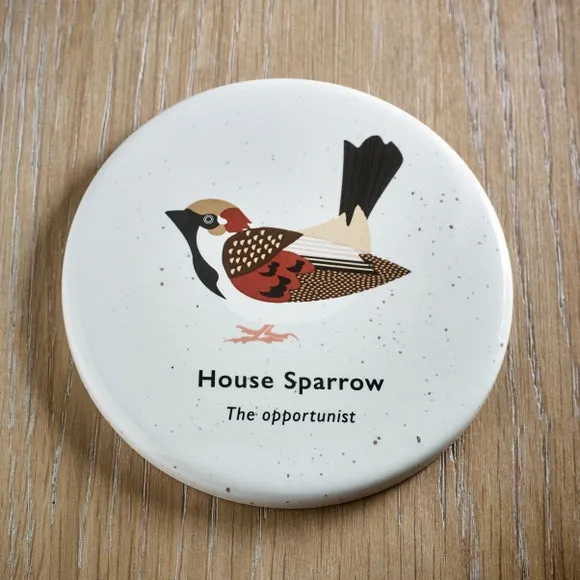 Mug & Coaster Set with Sparrow Design - Cream