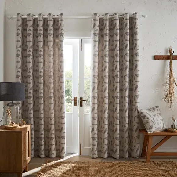 Nature Study Eyelet Curtains - Natural, Cotton