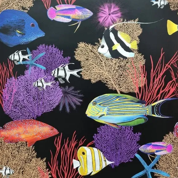Ocean Reef Wallpaper - Black, Paper