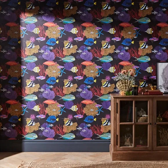 Ocean Reef Wallpaper - Black, Paper