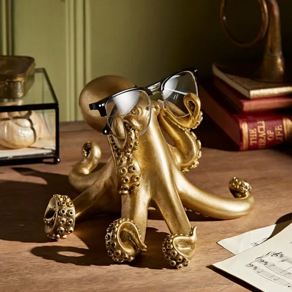 Octopus Glasses Holder - Gold, Resin image
