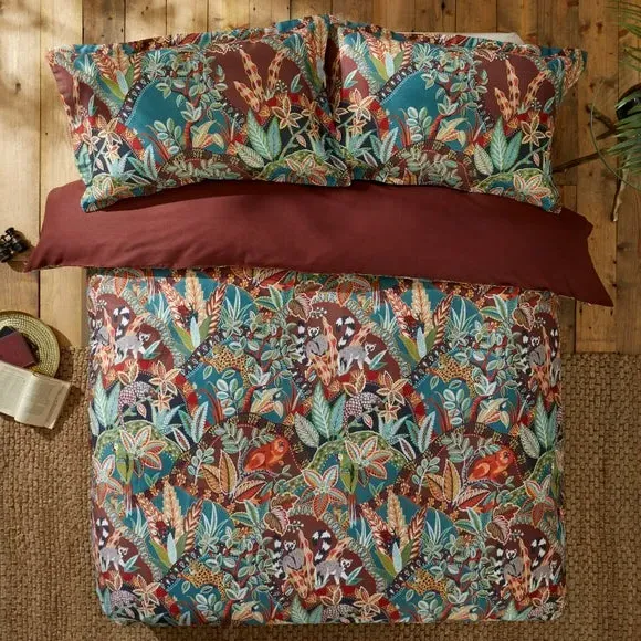 Oxford Pillowcase Jungle Print - Multicolor, Cotton