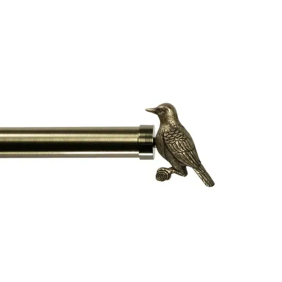 Pair Curtain Finials Pipit Design - Antique Brass image