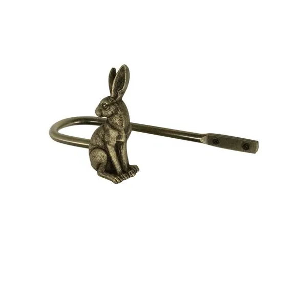 Pair Hare Curtain Holdbacks - Antique Brass