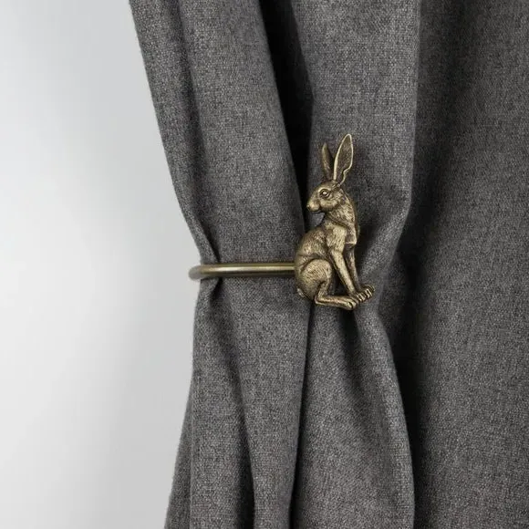 Pair Hare Curtain Holdbacks - Antique Brass image