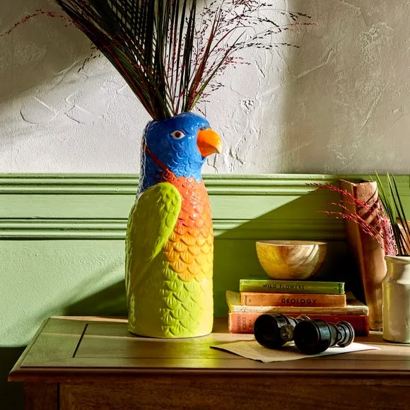 Parrot Ceramic Vase - Multicolor, Ceramic image