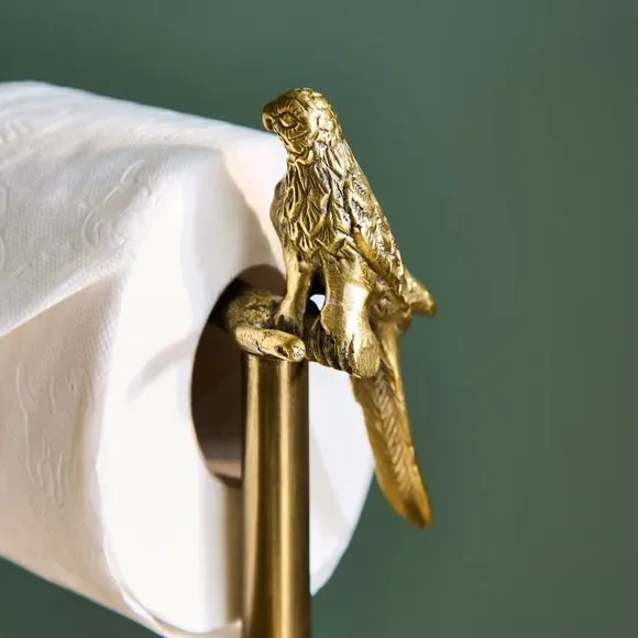 Parrot Toilet Roll Holder - Gold, Brass