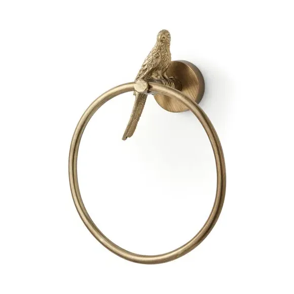 Parrot Towel Ring - Gold, Antique Brass