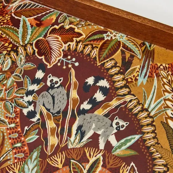 Patterned Decorative Tray - Dark Wood, Mango Wood