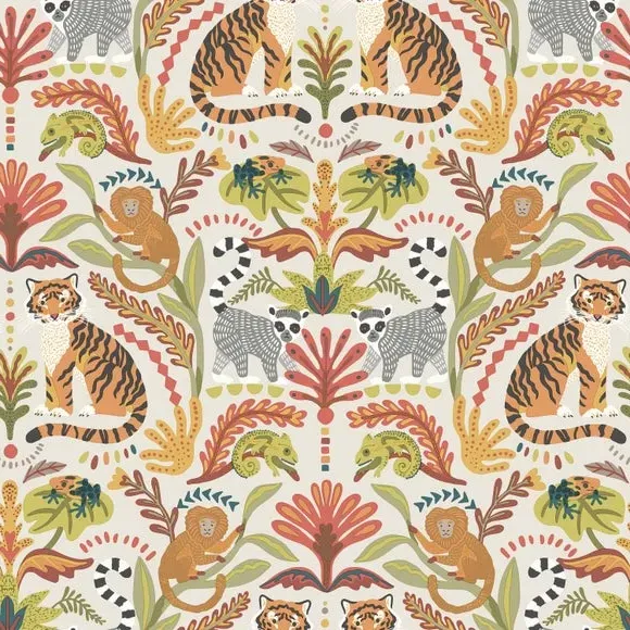 Patterned Wallpaper with Highlights - Terracotta