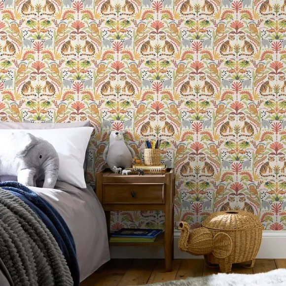 Patterned Wallpaper with Highlights - Terracotta