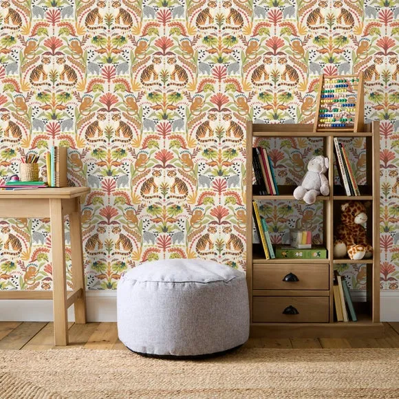 Patterned Wallpaper with Highlights - Terracotta