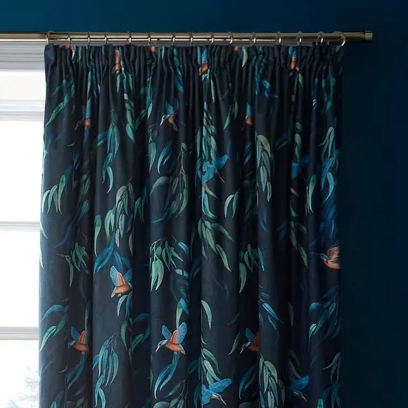 Pencil Pleat Curtains Kingfisher - Peacock, Velour image