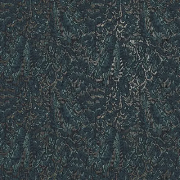 Plume Wallpaper with Feather Design - Blue