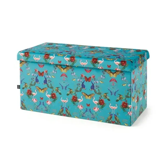 Rectangle Ottoman with Storage - Blue, Velvet