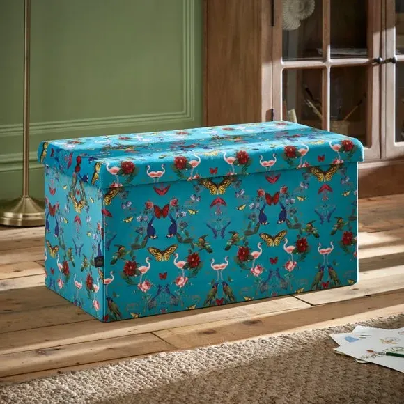 Rectangle Ottoman with Storage - Blue, Velvet image