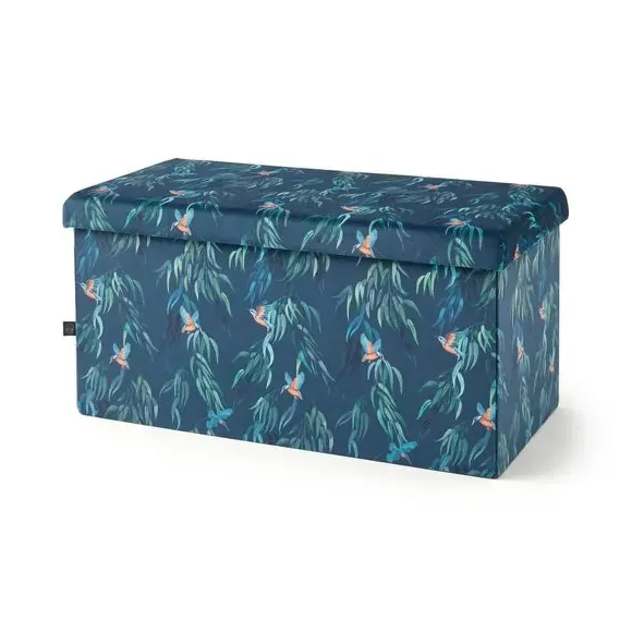 Rectangle Ottoman with Storage - Teal, Velvet