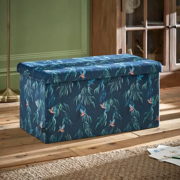 Rectangle Ottoman with Storage - Teal, Velvet image