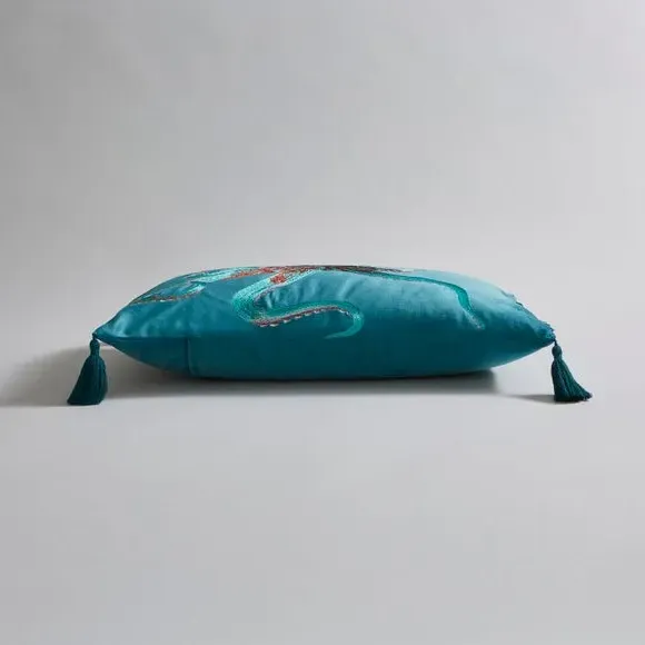 Rectangular Octopus Cushion - Teal, Velour