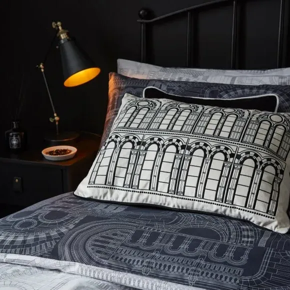 Reversible Duvet Cover Set - Charcoal, Cotton