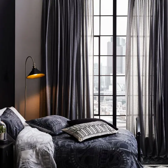 Reversible Duvet Cover Set - Charcoal, Cotton