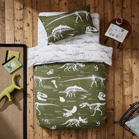 Reversible Duvet Cover Set - Green, Cotton