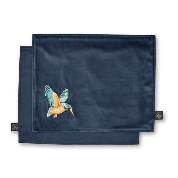Set of 2 Placemats with Embroidery - Navy, Velour