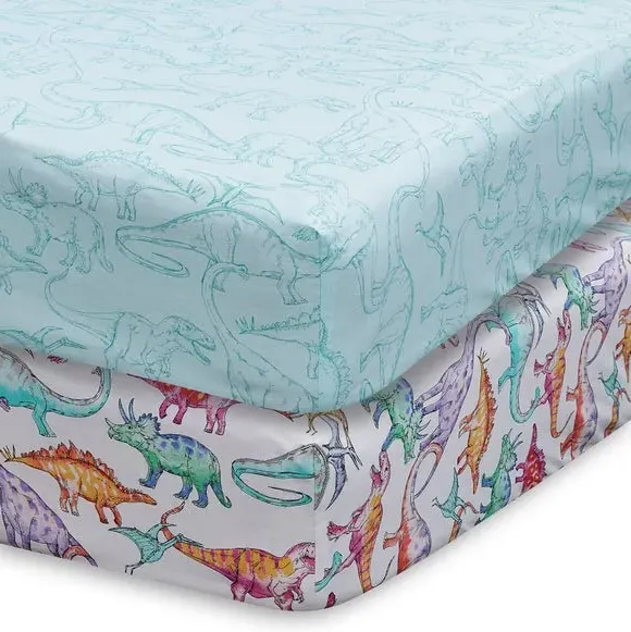 Set of 2 Single Fitted Sheets - Natural, Cotton
