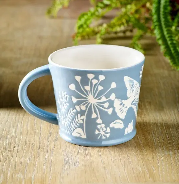 Starling Mug with Botanical Pattern - Blue image