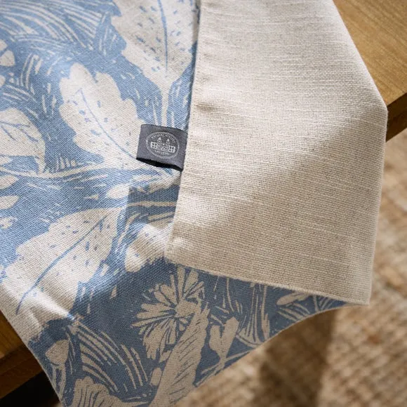 Table Runner with Starling Print - Blue, Cotton